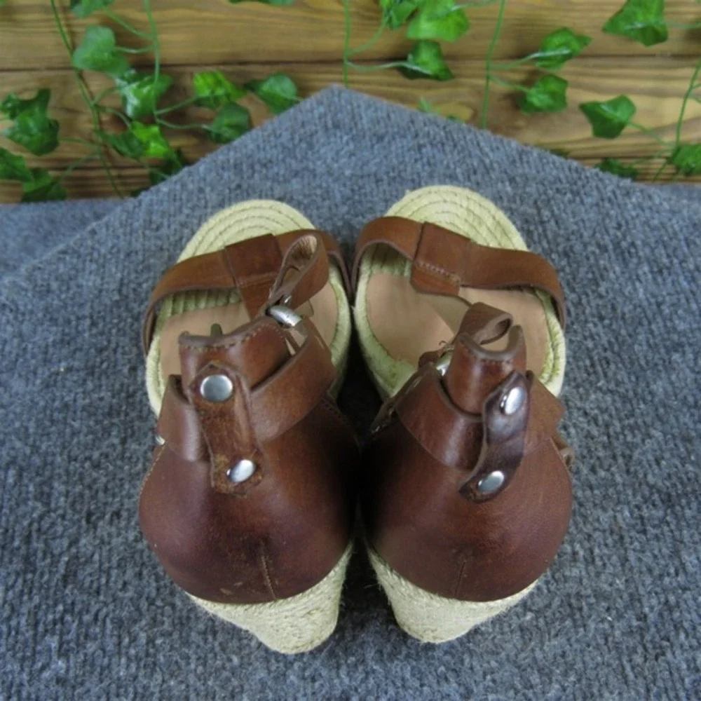 Vince Camuto Women Diesha Espadrille T-Strap Brown Leather Sz 7 Gently Used 2025